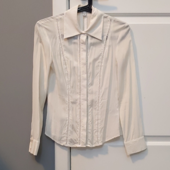 Bebe ivory silk button down shirt